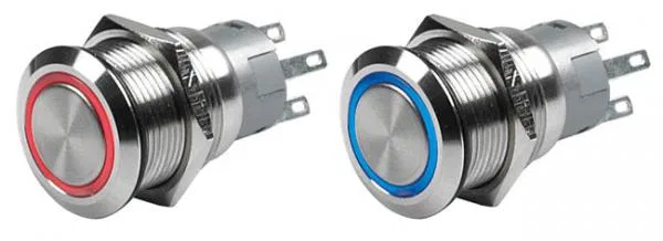 80-511-0001-01 – BEP Push Button Switch, On/ Off Switch 5 Amp 12 Volt Panel Mount With Red LED Ring  - view 2